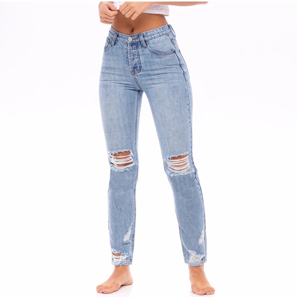 “The Zinnia” Distressed High Waisted Jeans